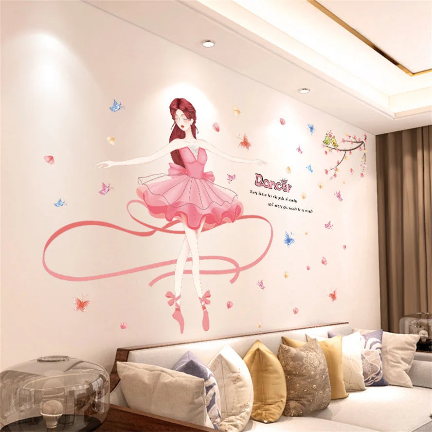DIY Purple Lavender Living Room Wall Stickers Decor Self-adhesive Flowers Butterfly Wall Decals Mural Bedroom Home Decoration