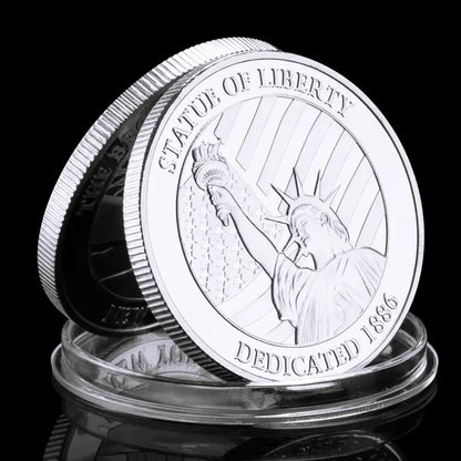 US Statue of Liberty Souvenir New York City The Brooklyn Bridge Pattern Golden Commemorative Coin Collectibles Liberty Coin