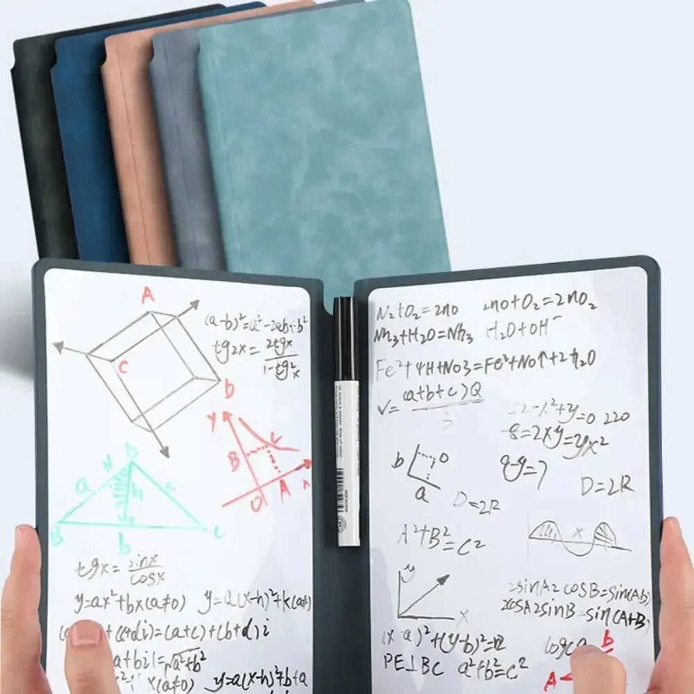 1 Pcs Reusable Whiteboard Notebook Set With Whiteboard Pen Erasing Cloth Leather Memo Pad Weekly Planner Portable Stylish Off