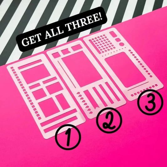 3PCS Planner Stencil Set Handmade Flexible Record Template for Journal Scrapbooking Daily Planning DIY Reusable Stencils Kit