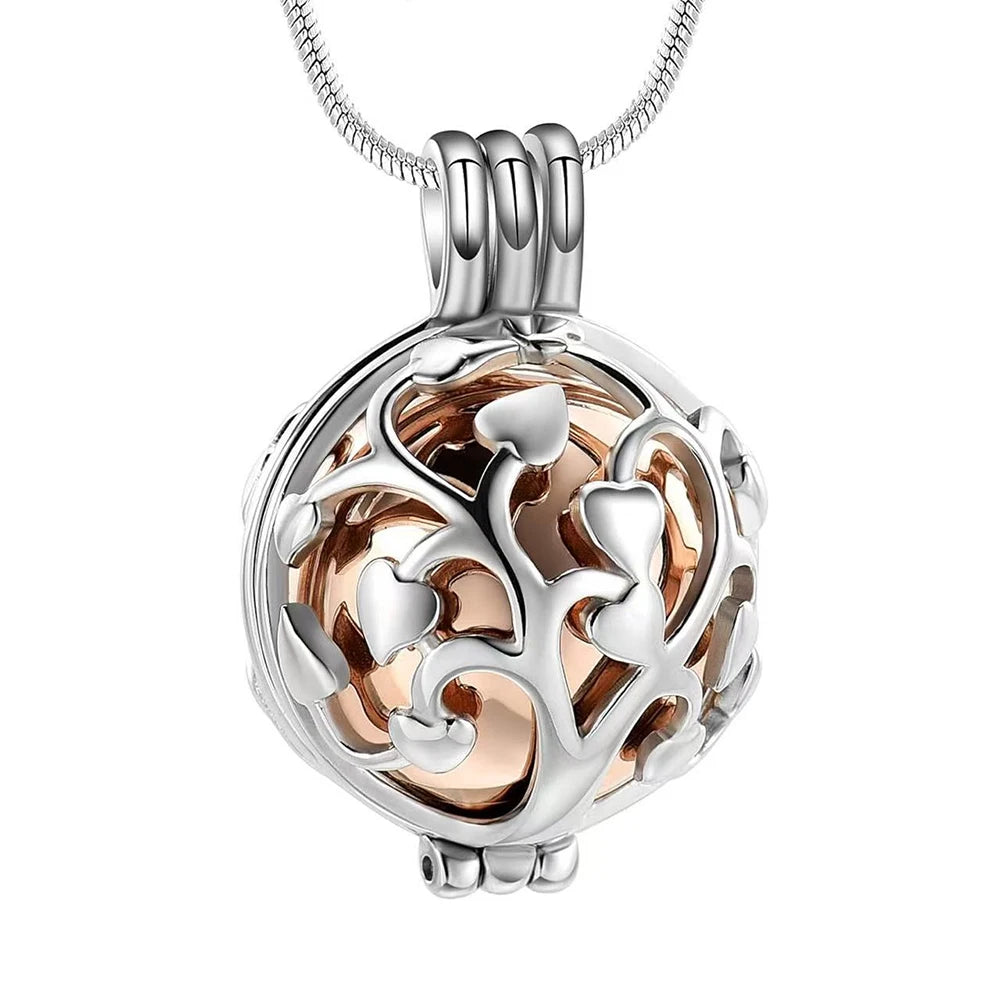 Cremation Locket Necklace Tree of Life Memorial Urn Jewelry For Ashes For Women Men Keepsake Pendant Necklace - Rose gold