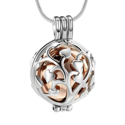 Cremation Locket Necklace Tree of Life Memorial Urn Jewelry For Ashes For Women Men Keepsake Pendant Necklace - Rose gold