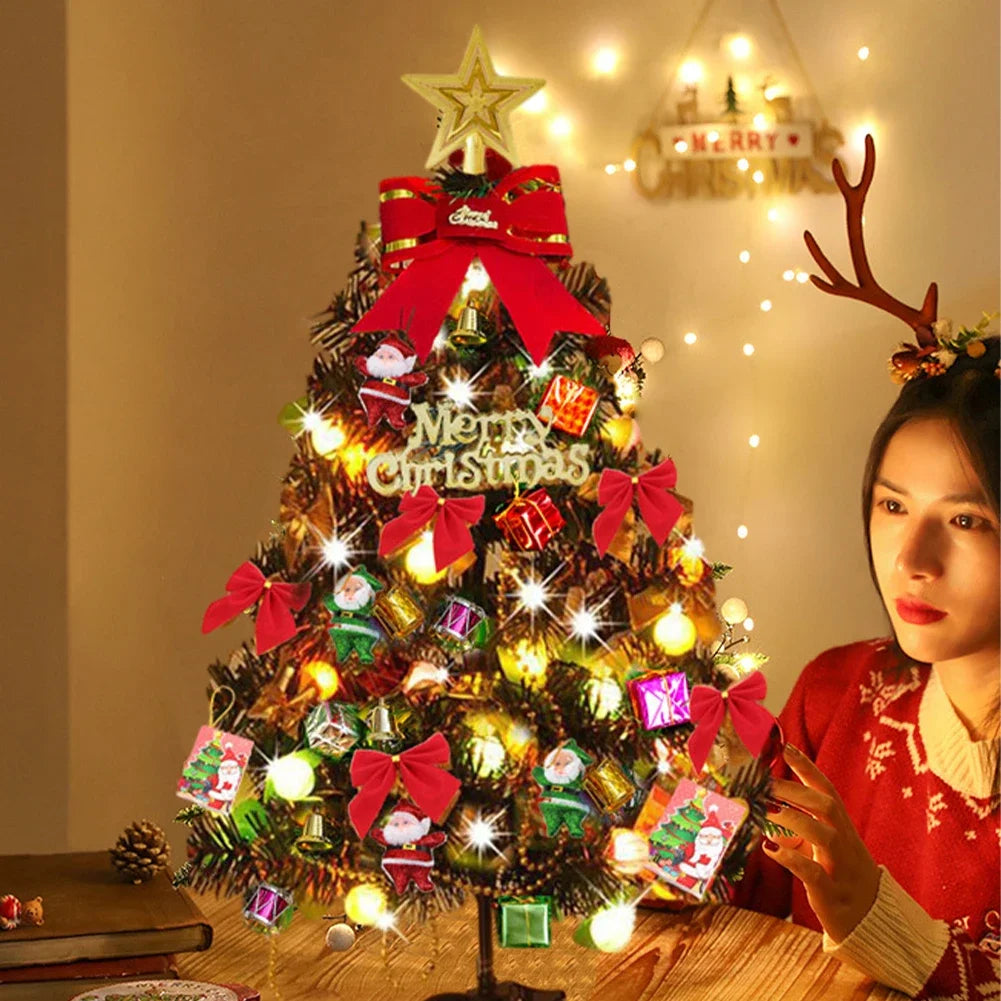 50cm Christmas Tree Set Christmas Decor With Lights Desktop Mini Christmas Tree Ornaments New Year Party Decoration Gift Navi