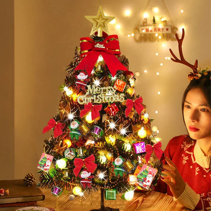 50cm Christmas Tree Set Christmas Decor With Lights Desktop Mini Christmas Tree Ornaments New Year Party Decoration Gift Navi