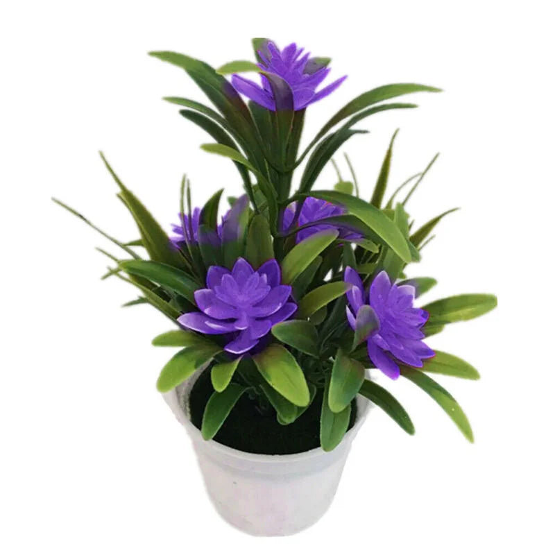 Artificial Flowers Plant Pot Simulate Fake Plastic Flowers Home Office Decor Gift Desktop Bonsai Wedding Party Balcony Orname