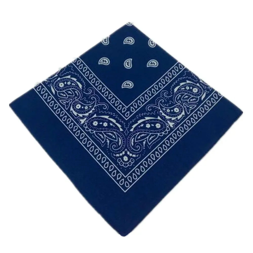Unisex Men Women Bandana Hairband Cowboy Mens Biker Sports Headwear Wrist Hairwrap Single Sided Head Wrap Scarf Paisley - Nav
