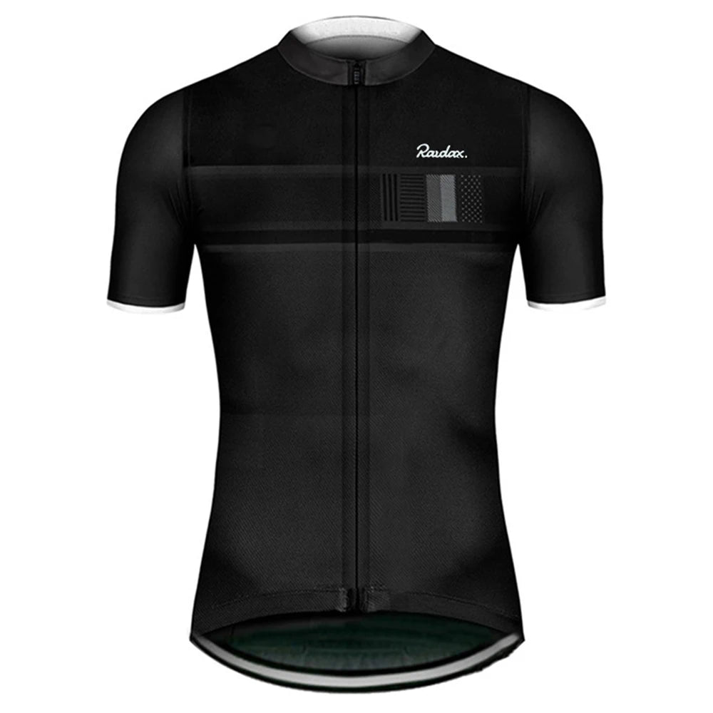 Men Cycling Jersey Raudax Classic Black Cycling Racing Tops Short Sleeve Cyclist Clothes Shirt Maillot Summer Bicycle Bike We