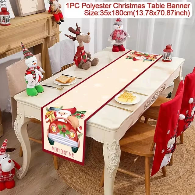 Christmas Table Runner Merry Christmas Decoration for Home Xmas Party Decor 2025 Navidad Notal Noel Ornament Happy New Year 2