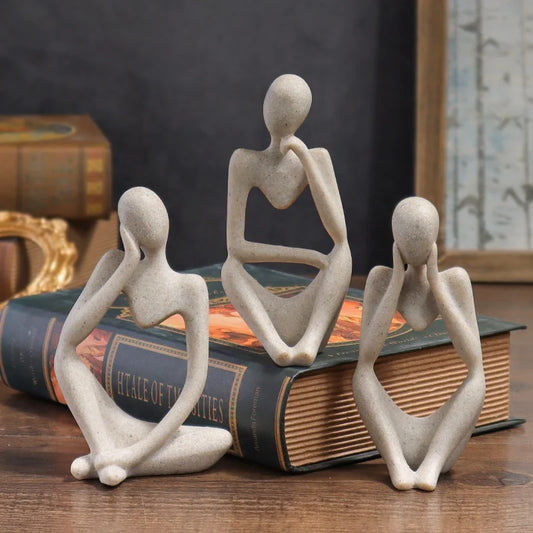 Minimalist Human Contemplation Sculpture Figurine - Decorative Art Piece with Excellent Value