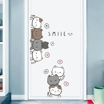 1Pc Furniture Cartoon Cute Cat Wall Stickers for Door Home Decor Accessories Living Room Kids Room Decoration Wall Decals DIY