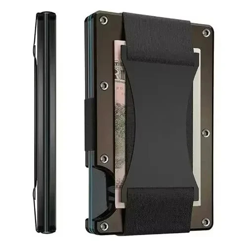Forged Carbon Fiber Minimalist Slim Smart Wallets for Men Cashback Credit Card Holder Luxury Aluminium Wallet Rfid Money Clip