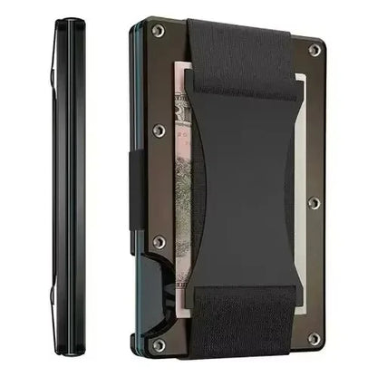 Forged Carbon Fiber Minimalist Slim Smart Wallets for Men Cashback Credit Card Holder Luxury Aluminium Wallet Rfid Money Clip