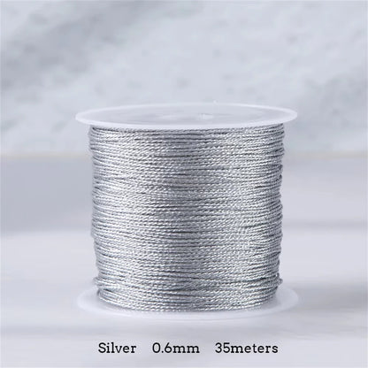 Gold/Silver Thread Macrame Cord Rope Bracelet Necklace Braided String For DIY Tassel Beading Shamballa String Supplies