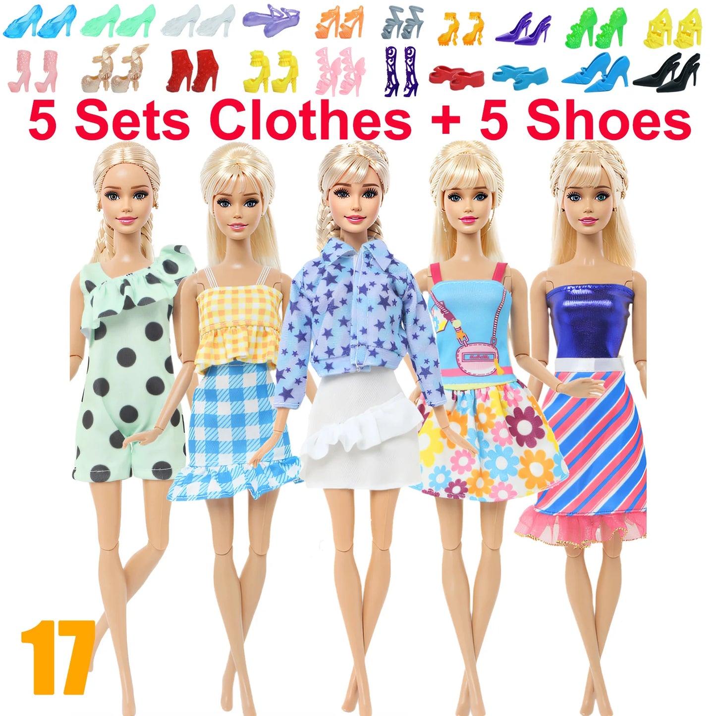 10 Pcs/Set Fashion Outfits 30cm Doll Shirt Pants Dress Shoes 11.5 Inch Doll Clothes Dollhouse 11.8" 1/6 Doll Accessories Toy 