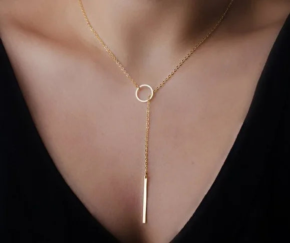 2025 New Fashion Necklace Design Ladies Fashion Simple Simple Metal Round Necklace Sales - Gold