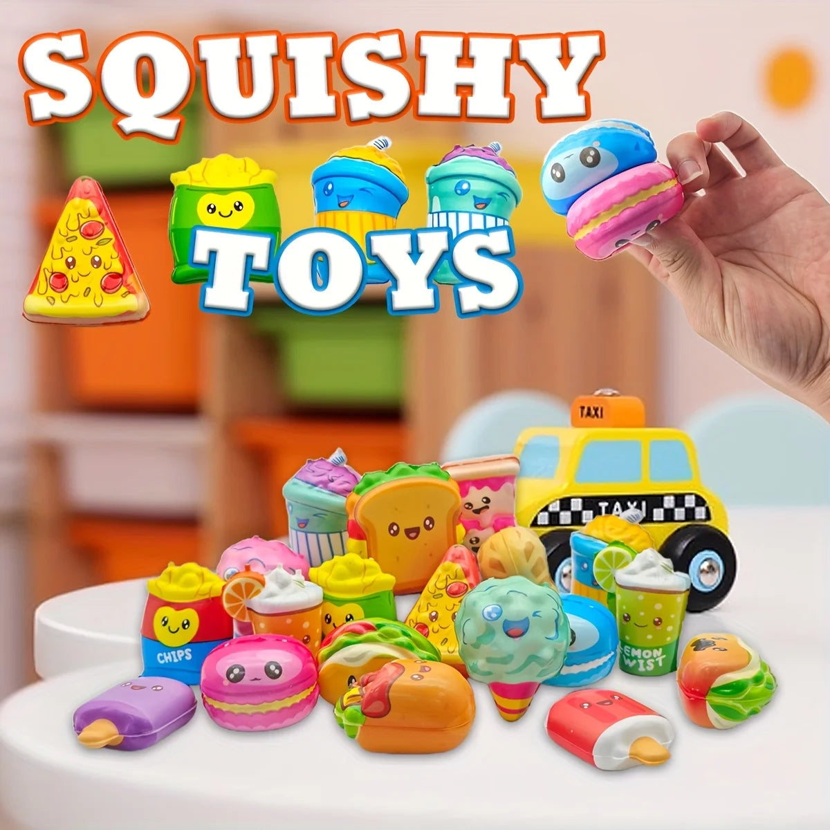 12pcs Mini Squeeze Toys, School and Birthday Gift Pack with Various Food &Fries Slow-Rising Squishy Toys,Random Styles Christ