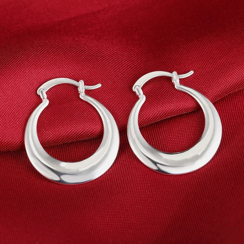 925 Sterling Silver Earrings Simple Round Circle Hoop Earrings For Woman Fashion Wedding Engagement Charm Jewelry - COLOR