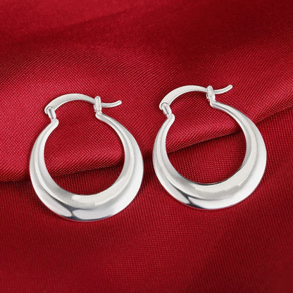 925 Sterling Silver Earrings Simple Round Circle Hoop Earrings For Woman Fashion Wedding Engagement Charm Jewelry - COLOR