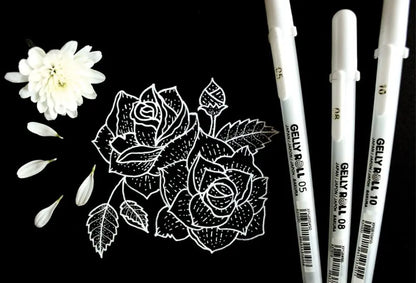 1/3PCS SAKURA Gelly Roll Gel Pens Highlight Marker for Journaling Art Drawing Classic White Ink Assorted Point Fine Medium Bo
