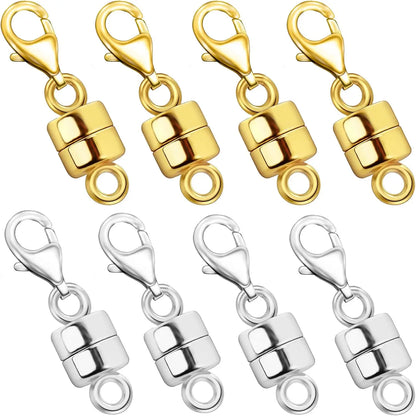 Magnetic Necklace Clasps and Closures with Lobster Clasp 14K Gold and Silver Plated Magnet Jewelry Clasps Converters