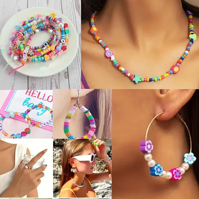 700Pcs Jewelry Making Kit DIY Beaded Crafts for Necklaces & Bracelets Acrylic, Soft Clay, Animal Charms, Polymer Clay Bead Se