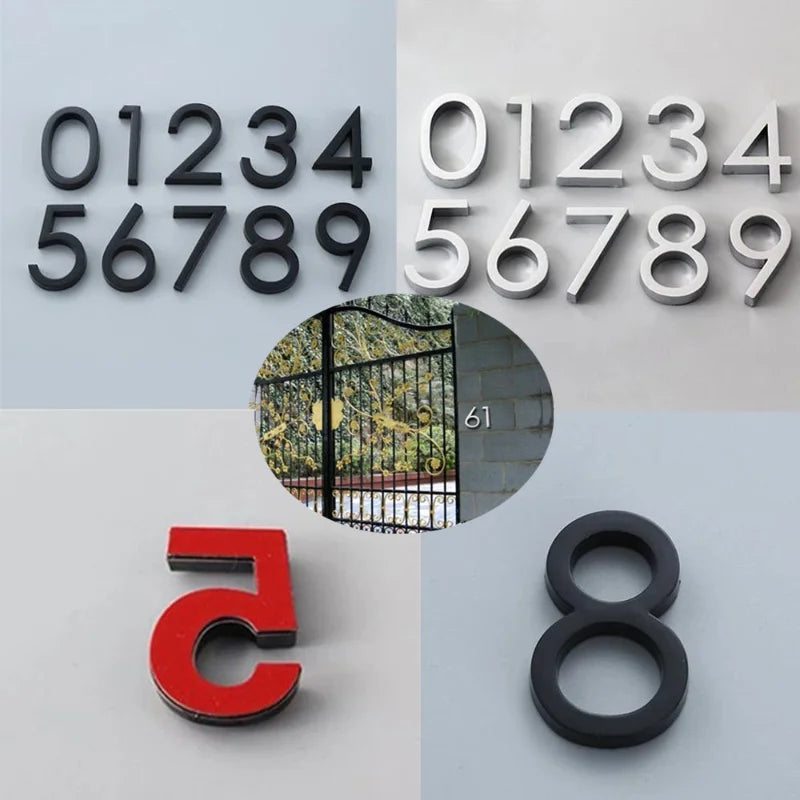 6CM 3D Address Number 0 - 9 Door Digits Numeral Plate Plaque Sign Sticker Family Hotel Apartment Home Street Door Letters Tag