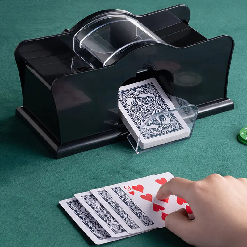 Card Shuffler Red/Black 2-Deck Hand Crank for Blackjack, UNO, Poker