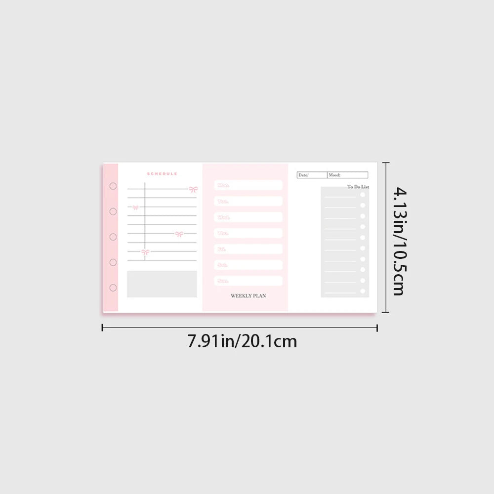 10 Sheets M5 Three Fold Loose Leaf for Punching Holes on the Inner Pages of the Core, Weekly Plan Manual Account, Foldable