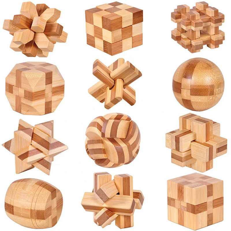Wooden Kong Ming Lock Lu Ban Lock IQ Brain Teaser Educational Toy for Kids Children Montessori 3D Puzzles Game Unlock Toys Ad