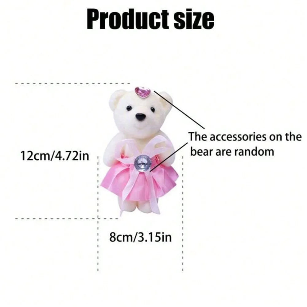 10pcs/Pack 12CM Couple Bear Flower Bouquet Dolls Mini Foam Teddy Bears Plush DIY Valentines Flower Gifts Packaging Accessor p