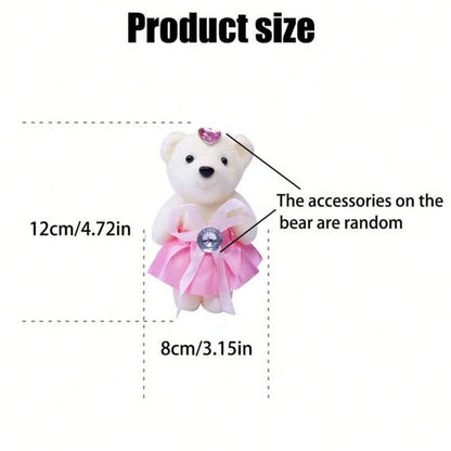 10pcs/Pack 12CM Couple Bear Flower Bouquet Dolls Mini Foam Teddy Bears Plush DIY Valentines Flower Gifts Packaging Accessor p