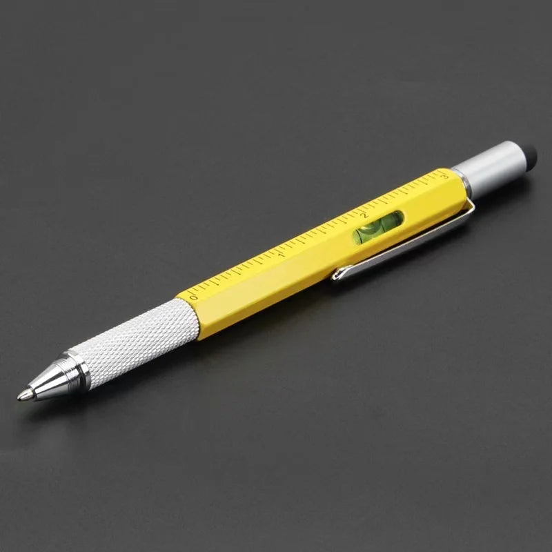 7 in 1 Multifunctional Pen Touch Screen Stylus Capacitive Pen with Screwdriver Ruler Levelgauge Refillable Ballpoint Pencil T