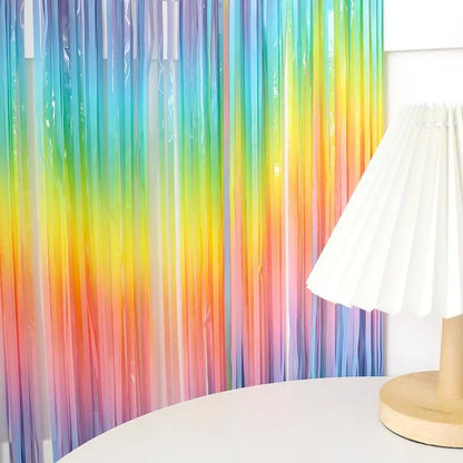 Rainbow Foil Fringe Curtain Gradient Macaron Curtains Photo Booth Backdrop for Wedding Birthday Baby Shower Party Decorations