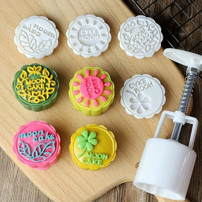 1 set DIY Mooncake Mold Plastic Hand Press Pastry Mold Hand Press Mung Bean Cake Model Pastry Embossing Make Kitchen Baking T