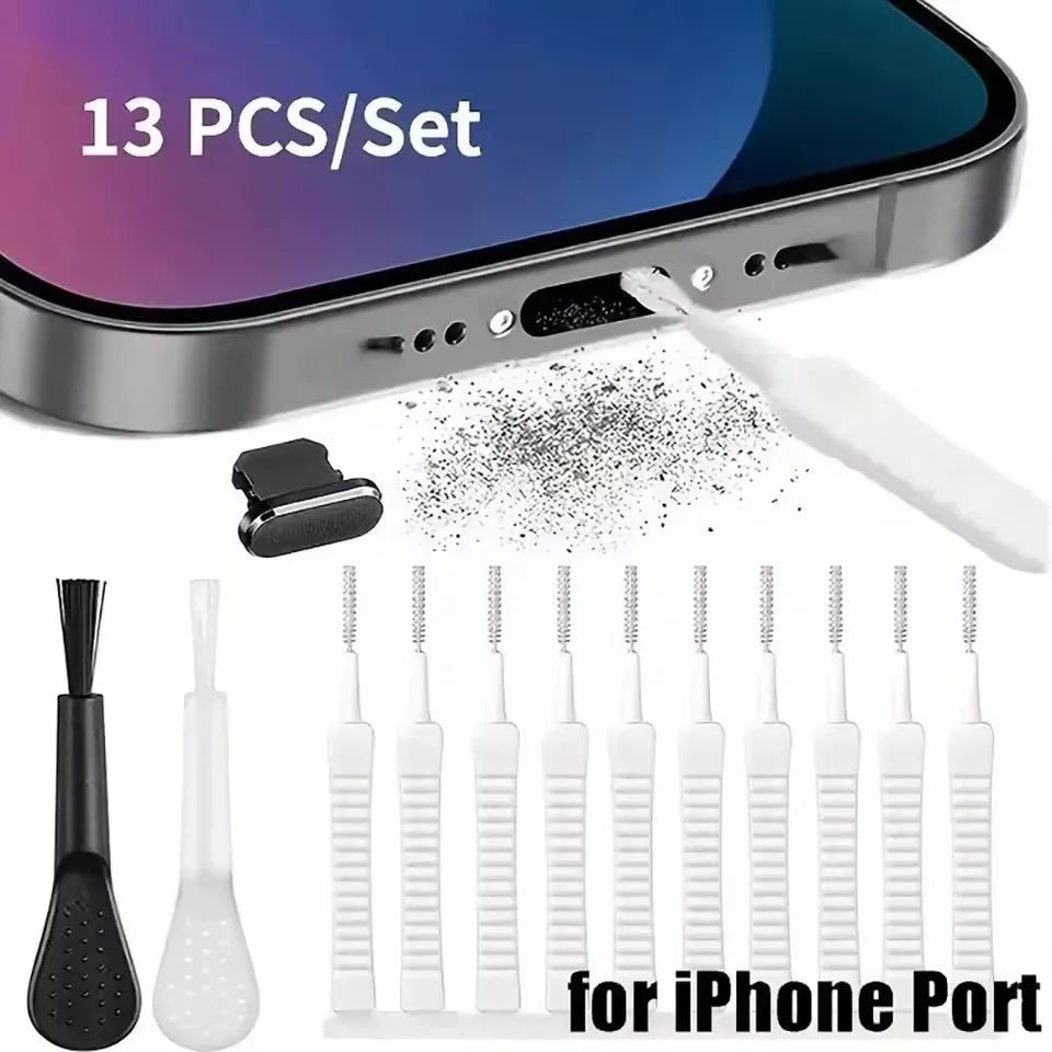 Mobile Phone Speaker Charging Port Cleaning Set Dust Plug for iPhone 16 15 14 Earphones Clean Kit Brush for Samsung Xiaomi - 