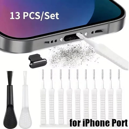Mobile Phone Speaker Charging Port Cleaning Set Dust Plug for iPhone 16 15 14 Earphones Clean Kit Brush for Samsung Xiaomi - 