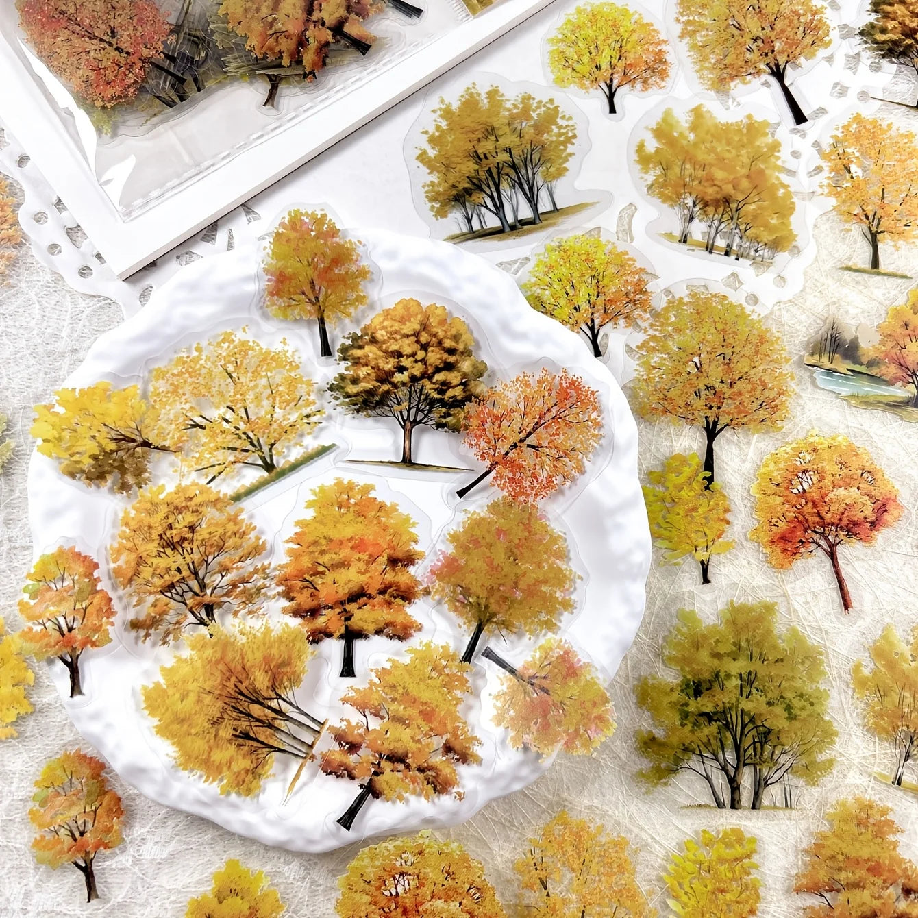 JIANQI 40pcs/pack Many Tree Materials stickers Four Season Decor DIY Hand Account Diary Scrapbooking Album Stickers Craft - l