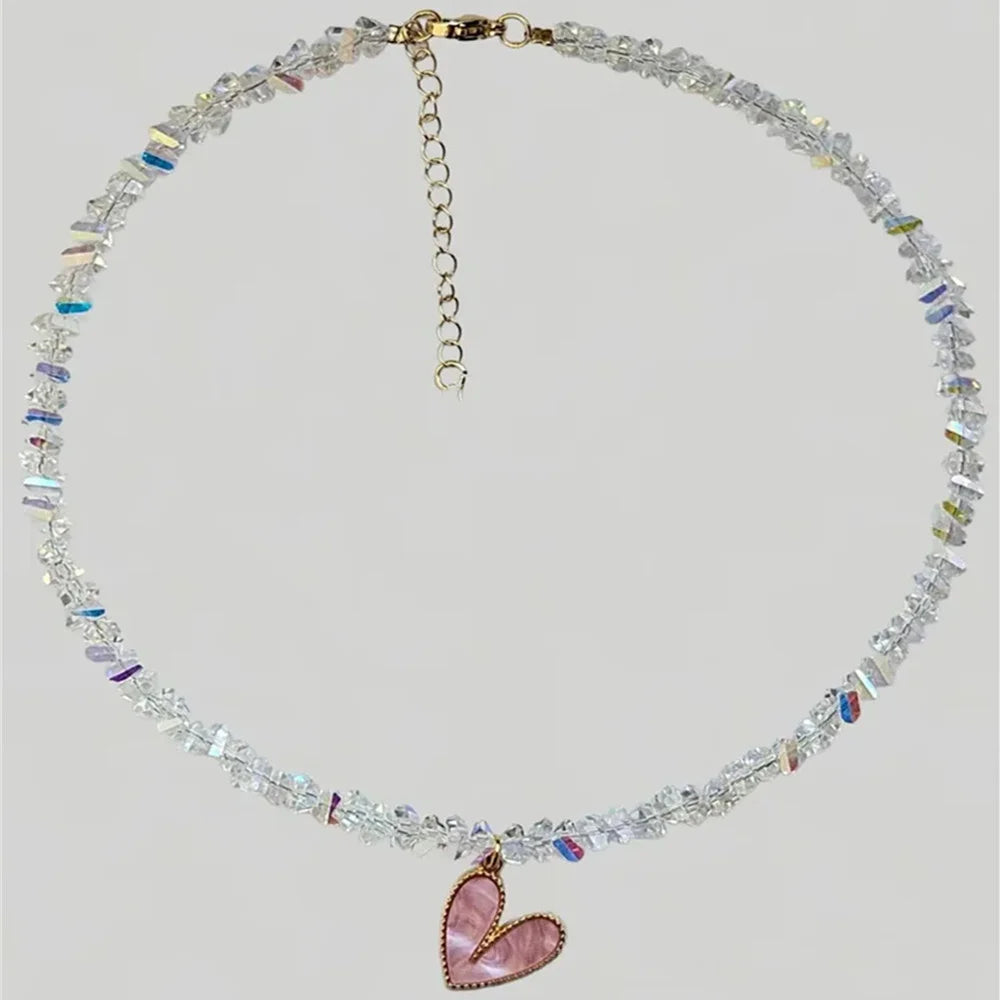 Fashion Punk Exaggerate Chain Crystal Heart Shaped Pendant Multilevel Punk Necklace For Women Vintage Choker Wedding Jewelry