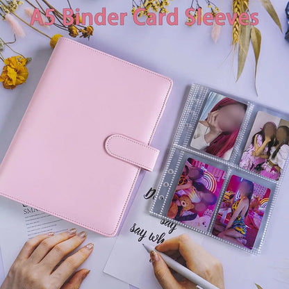 Kpop Photocard Binder with 25 pages 4-Pocket Card Collector Album with 200 Card Slots PU Leather Cover Organizing Cards
