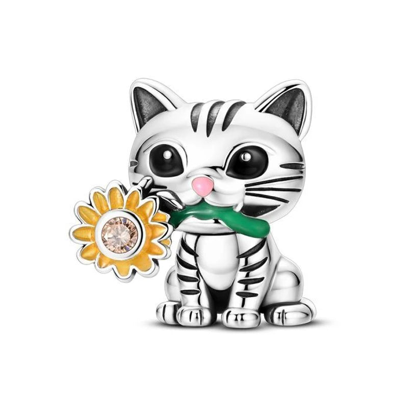 Original 925 Sterling Silver Charms Love Pets Dog Cat Paw Print Pendant Beads Fit Brand Bracelets Necklaces Women DIY Jewelry