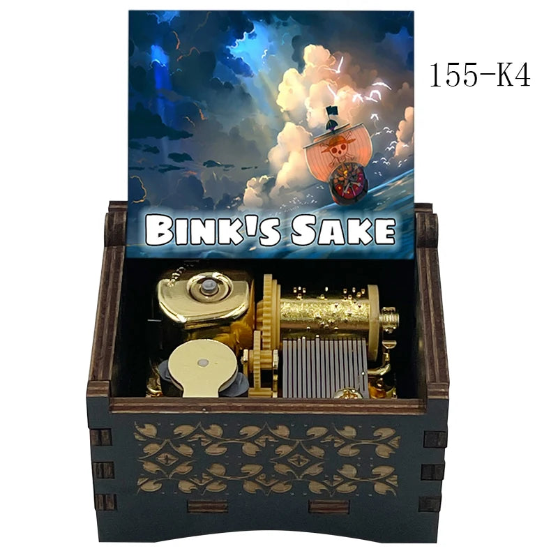 Bink's Wooden Painted Music Box Anime Carved Musical Box Desktop Decoration Sake Melody Christmas Birthday Gift