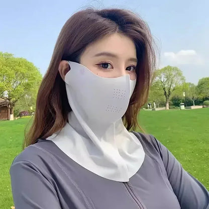 Women Sunscreen Veil Summer Neck Face Mask UV Protection Breathable Ice Silk Sun Protection Masks Veils Outdoor Sport Face Co