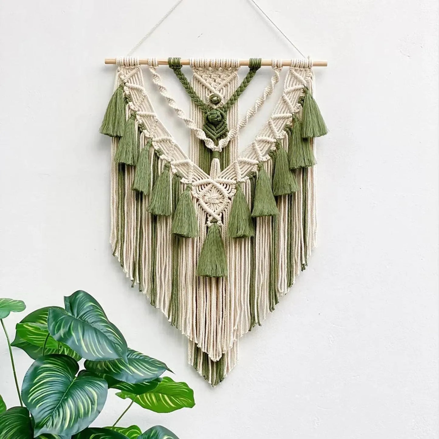 Macrame Woven Wall Hanging Boho Home Chic Bohemian Geometric Art Decor Beautiful Apartment Dorm Room Decoration Tapestry - B
