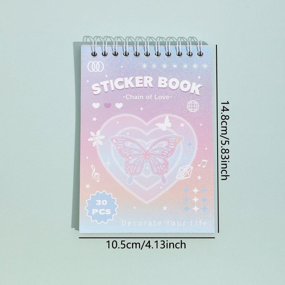 30 Sheets Cute Colorful Fantasy Paper Scrapbooking Stickers Book 30 Different Patterns DIY Decorative Aesthetic Journal Stick