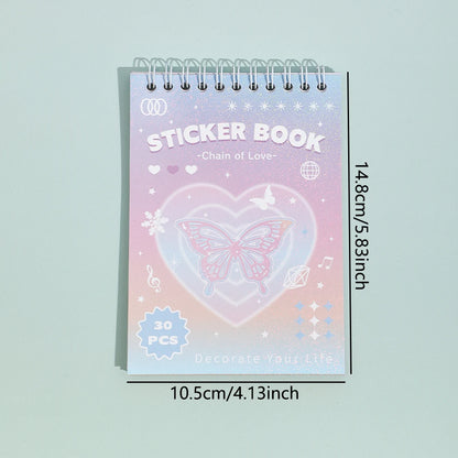 30 Sheets Cute Colorful Fantasy Paper Scrapbooking Stickers Book 30 Different Patterns DIY Decorative Aesthetic Journal Stick