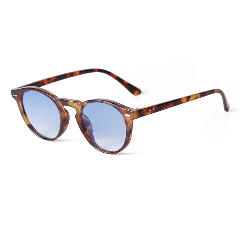 Vintage Fashion Round Sunglasses Women Men 2024 Brand Design Retro Rivet Yellow Blue Lens Square Sun Glasses Male Female Gogg