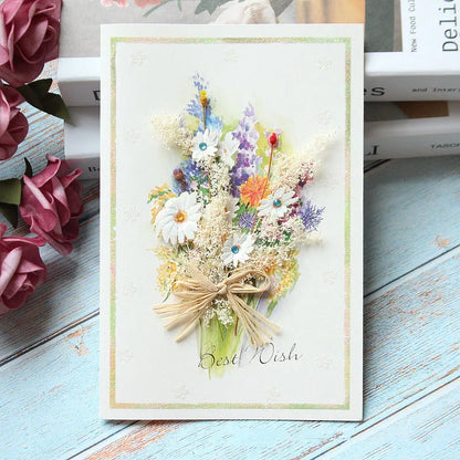 General handmade dried flowers for festivals thank you Teacher's Day greeting cards business birthday greetings gift cards