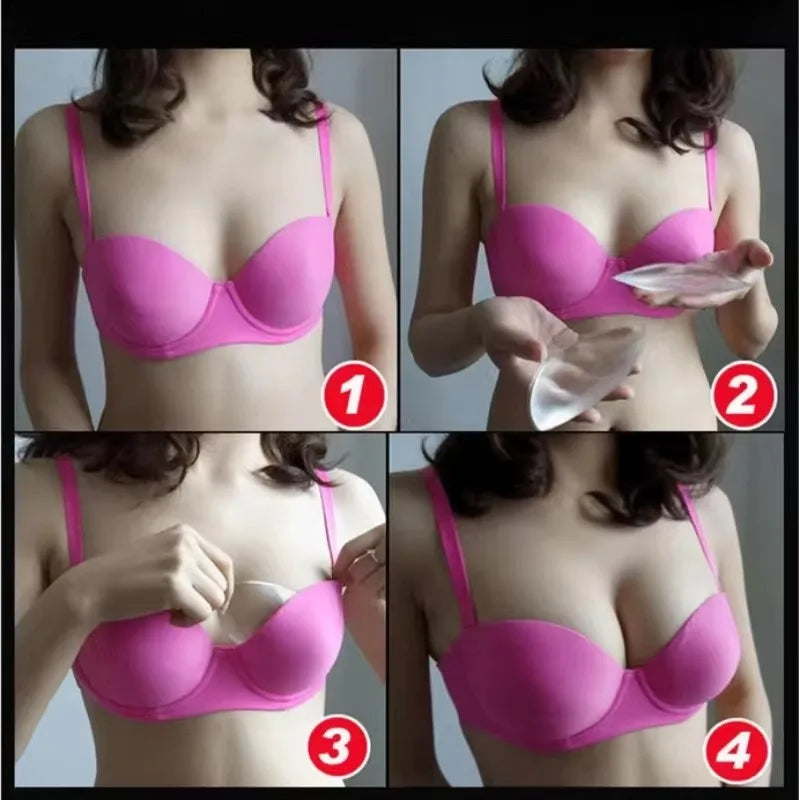 2pcs Silicone Bra Inserts Breast Pads Sticky Push-up Women Bra Cup Thicker Nipple Cover Patch Bikini Inserts for Swimsuit Gif