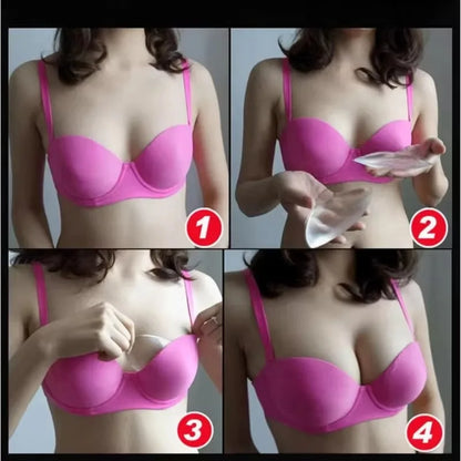 2pcs Silicone Bra Inserts Breast Pads Sticky Push-up Women Bra Cup Thicker Nipple Cover Patch Bikini Inserts for Swimsuit Gif