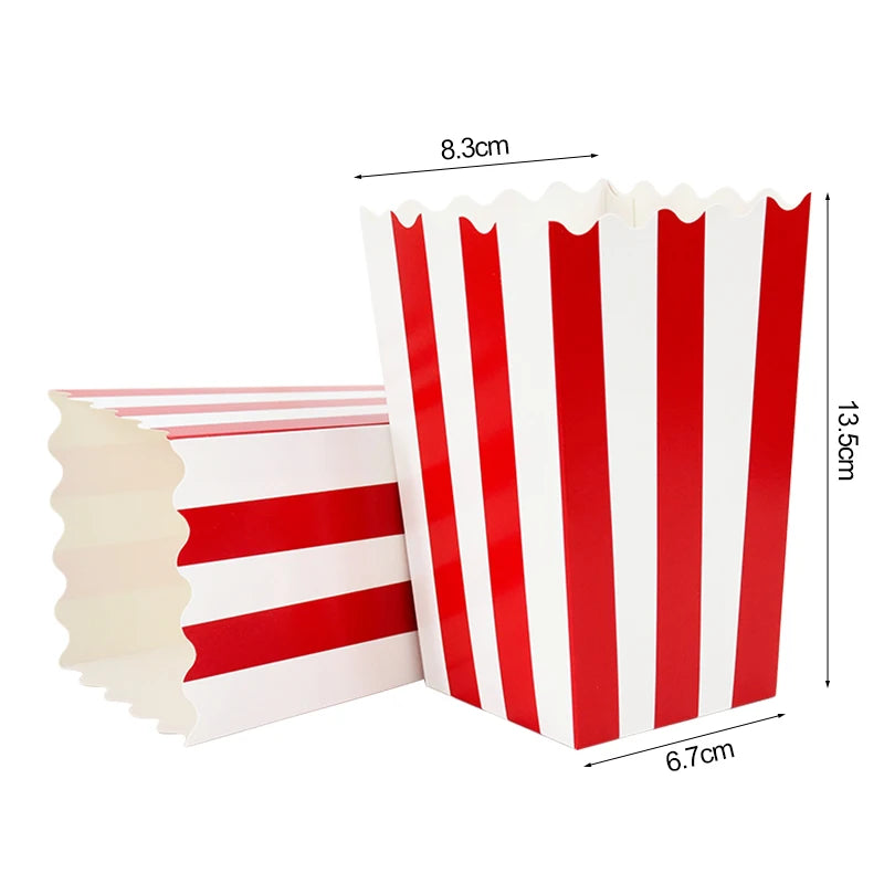 20/50pcs Popcorn Box Buckets Fries Cup Movie Night Kids Birthday Party Favors Snack Container Bag Wedding Christmas Supplies 
